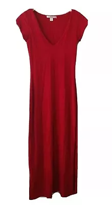 Victoria Secret Red Maxi Dress Pullover Side Slit Size S Cap Sleeve Stretch • $27.99