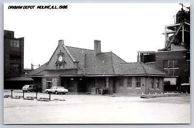 Moline Illinois~DRI&NW Railroad Depot~Train Station~1986 RPPC • $16