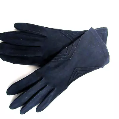 Crescendoe Lady's Gloves Navy Cotton Unlined 9.25  Above Wrist Size 6 1/2 • $12