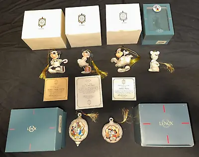 Lenox Lot Of 5 Vintage Disney MickeyMinnie Mouse Fine China Christmas Ornaments • $80