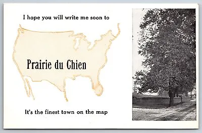 Prairie Du Chien Wisconsin Finest Town On US Map~Trees On Fenced Rural Road~1910 • $11