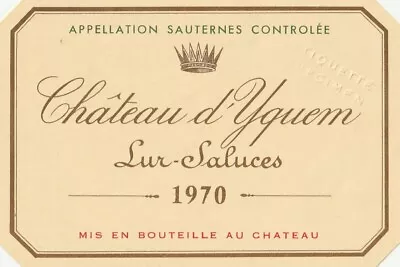 1 Tag Chateau D'Yquem 1970 SPECIMEN • £1.07