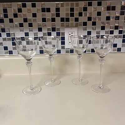 Moser ? Cocktail Wine Clear 8” Tall Glass Crystal Set Of 4 Gold Trim • $18