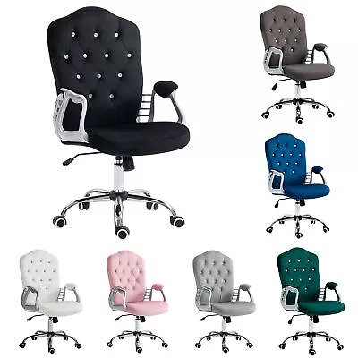 Button Tufted Home Office Chair With Adjustable Height Tilt Function • $97.99