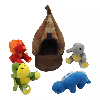 Prextex Dinosaur Volcano Zip Up House Bag Carrier Plush Toys Stuffed Animals Lot • $9.99