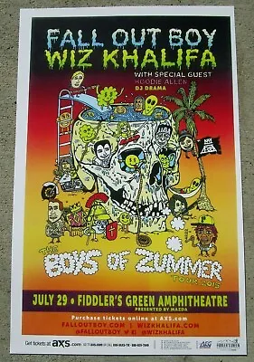 FALL OUT BOY / WIZ KHALIFA  Boys Of  Zummer Tour 2015 Colorado - Gig Show Poster • $13.09