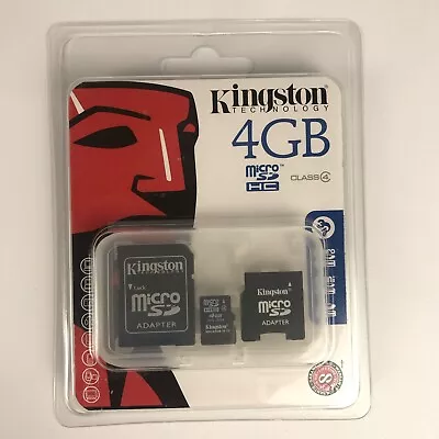 Kingston Technology 4GB Micro SD Memory Card + Adapters Class 4 NEW • $6