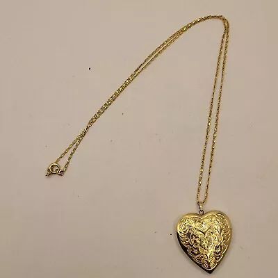 Vintage ~ Marvel 14k Gold Filled Floral Heart Photo Locket Necklace ~  18  GF... • $49.99