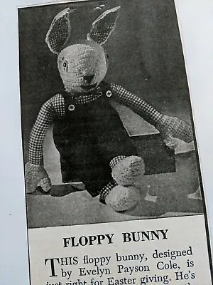 Vintage Stuffed Animal Pattern For Floppy Bunny  1949 • $12.50