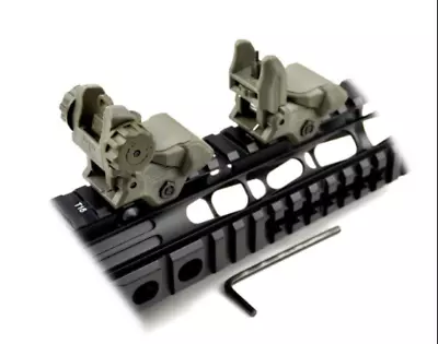 Polymer Front And Rear Flip Up Back Up Sight Set Green • $12.89