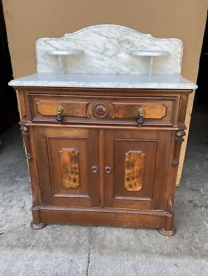 Victorian Walnut Marble Top Washstand • $1295