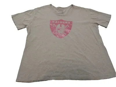 Oakland Las Vegas Raiders Breast Cancer Awareness Metallic Pink Logo T Shirt XL • $14.99