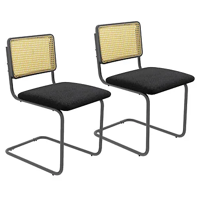 $9999 • Buy Dining Chairs Set Of 2 Rattan Upholstered Dining Chairs W/Cane Back&Metal Base