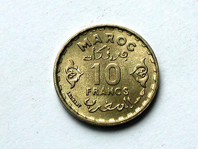 Morroco (French) 1371 (AH) 10 Francs Coin AU++ With Toned-Lustre • $5.66