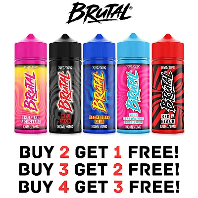 BRUTAL Shortfill Vape Juice 70/30 100ml E Liquid 0mg No Nicotine VG PG Sub Ohm • £9.94