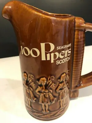 Vintage Seagram's 100 Pipers Scotch Whisky Whiskey Water Pitcher Bagpipers NY • $15