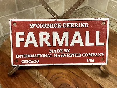 VTG CAST IRON McCORMICK DEERING FARMALL SIGN BY INTERNATIONAL HARVEST CO (13E) • $51.99