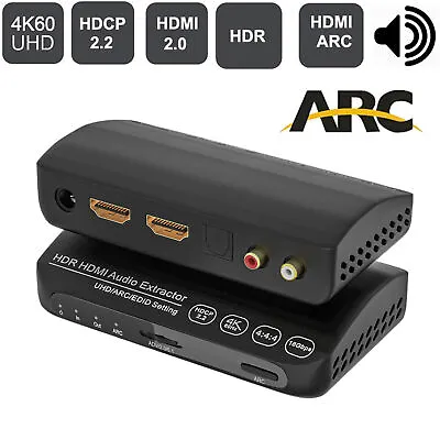 4K HDMI 2.0 Audio Extractor HDR ARC 5.1CH Converter Splitter Switcher Toslink • $24.99