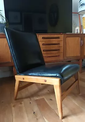 Vintage Mid-Century Modern Black Vinyl Cocktail Chair 1960s  • £120