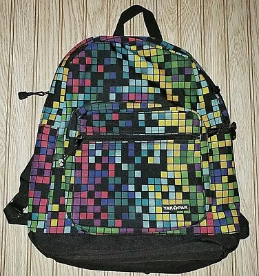 Yak Pak Checkered Multi Colored Colorful Squares Rainbow Backpack Student Straps • $20.17