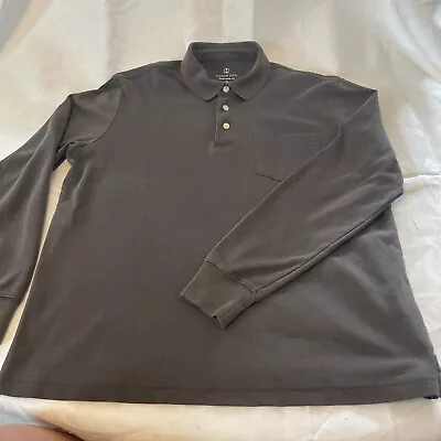 Lands End Men Medium Great Condition Long Sleeve Pocket Polo Shirt • $13