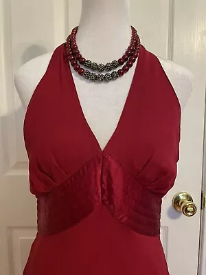 Express Halter Dress Size 14 NWT Red Silk Retro Pin Up Old Hollywood Marilyn • $24.99