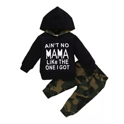2PCS Newborn Baby Boy Clothes Hooded Tops+Pants Camo Outfits Set Tracksuit  • $25.99