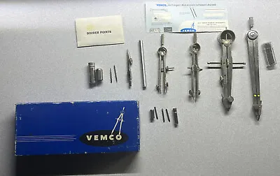 Vintage Vemco Drafting Instrument Compass 5 Pcs • $49.99