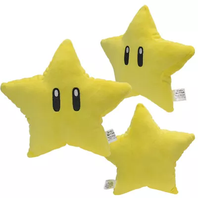 7  Super Mario Bros Yellow Super Star Soft Plush Stuffed Doll Toys Kid Xmas Gift • £5.39