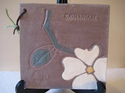 Vintage 1981 Cabbagetown Pottery Clay Tile - Dogwood Flower Savannah • $25