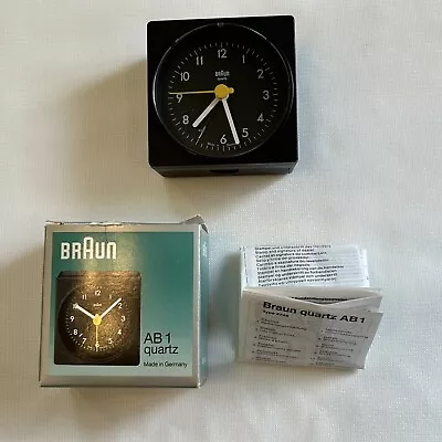 Braun Black Travel Alarm Clock 4746 AB1 Quartz Analog Germany Vintage  2.5  • $59