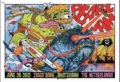 PEARL JAM AP Signed By Both Munk One & Frank Kozik Amsterdam Concert Poster M/NM • $285