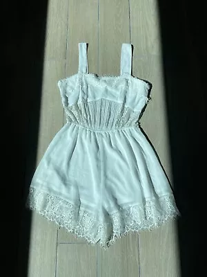 H&m Sz S Divided White Sheer Lace Romper Thick Straps Bridal Feminine Onepc • $3