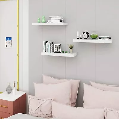 WOLTU Low Gloss Floating Shelf Shelves Display Unit Wall Mounted Bookcase White • £18.99