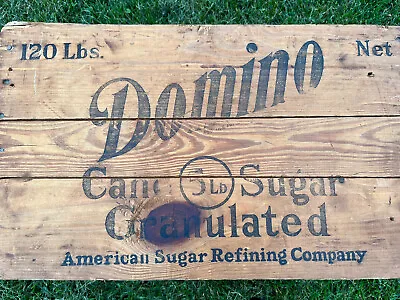 Vintage Domino Granulated Sugar 120 Lbs Wooden Crate Rustic Decor • $117