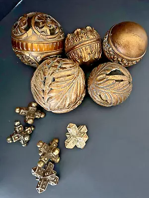 Decorative Orb Balls Bowl Filler 10 Baroque Ornate Large Medium Jewel Gold READ • $23.78