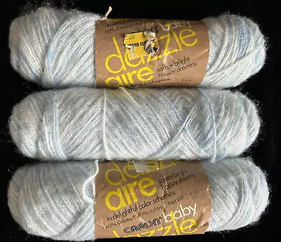 Vintage Baby Yarn CARON DAZZLE AIRE 2762 BLUES Lot Of 3 Soft Fuzzy Discontinued • $19.99