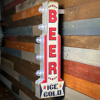 Beer Ice Cold LED Sign 26  Double Sided Vintage Retro Off The Wall Design • $67.99