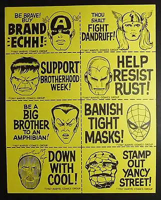 1967 Mmms Vintage Fun Club Sticker Sheet Merry Marvel Marvelmania Society • $49.90