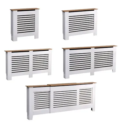 Kensington Radiator Cover Modern Horizontal Slat Grill MDF Cabinet White/Oak • £43.95