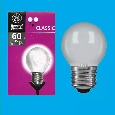 2x 60W GE Frosted Round Golf Ball Dimmable ES E27 Edison Screw Light Bulb Lamp • £6.99