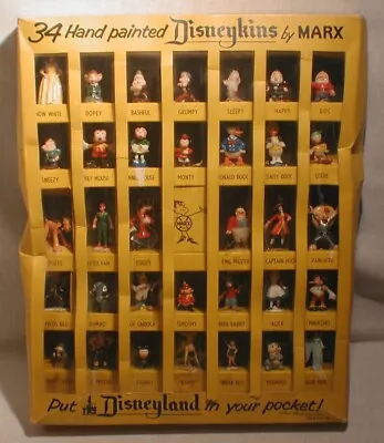 1960s DISNEYKINS By Marx Complete 34 Piece Hand Painted Yellow Box Rare NOS • $199.99