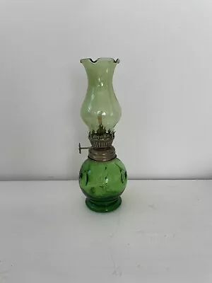 Vintage Glass 8” Hurricane Emerald Green Oil Lamp • $8.99