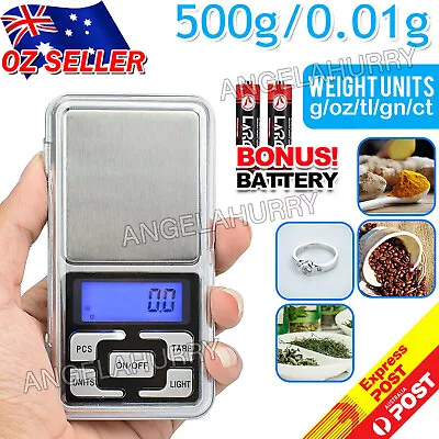 Mini Pocket Digital Scales 0.01-500g Balance Gram Jewellery Precision Weight NEW • $8.92