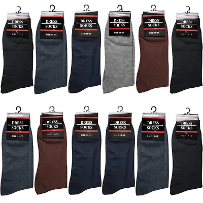 $14.99 • Buy New 12 Pairs Mens Dress Socks Fashion Casual Crew Multi Color Cotton Size 10-13