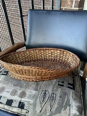 Vintage Hand Woven Willow Lg Bread Basket Baguette 16” French Country Farmhouse • $62.41