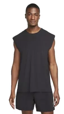 Nike Dri-Fit Yoga Tank Training Black Top Standard Fit Men’s DM7823-010 $50 • $29.90