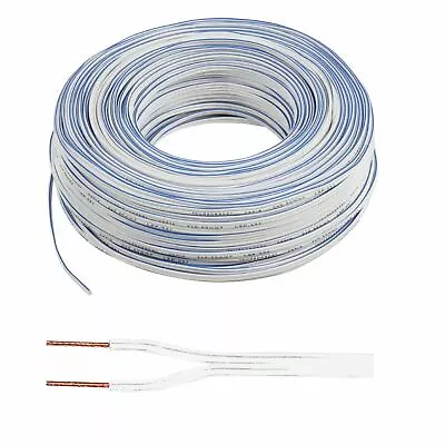 30m White Multi-Strand Loud Speaker Cable Wire Ideal For Car Audio & Home HiFi • £8.42