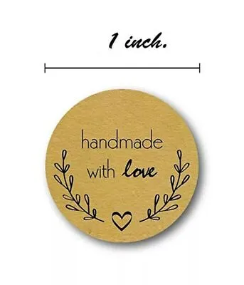 Round Hand Made With Love Labels Stickers Gift Food Craft Box • £2.39