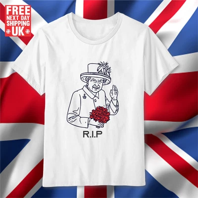 £9.99 • Buy Tribute To Queen Elizabeth Outline Portrait Unisex White T Shirt 1926 - 2022